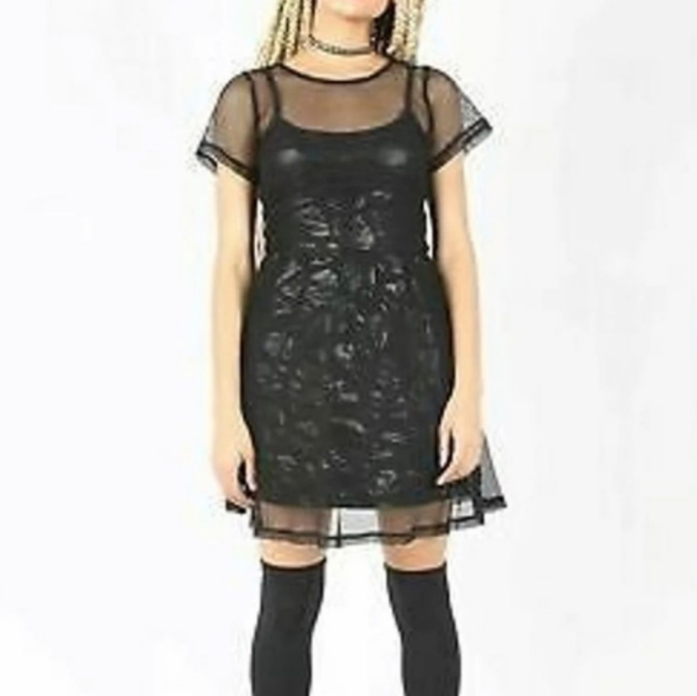 Iron Fist Skullz Club Mesh Mini Dress Goth Grunge Horror Festival